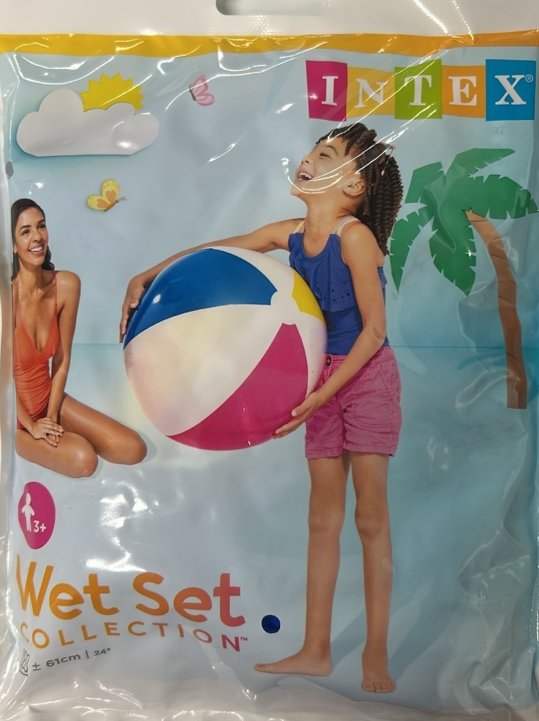Intex Beach Pool Ball Glossy Panel Inflatable Vinyl Swimming Swim Water Toy 24"