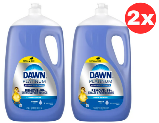 Dawn Platinum Dishwashing Liquid Advanced Power Dish Soap Kitchen 2.66l 2 Pack