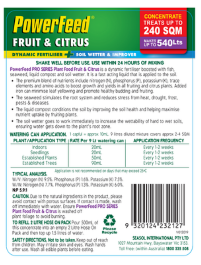 PowerFeed 1.2L Pro Series Flowers Fruit Citrus Concentrated Liquid Fertiliser