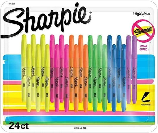 Sharpie Highlighters Marker Pen Narrow Chisel Tip Markers Multicoloured 24 Pack