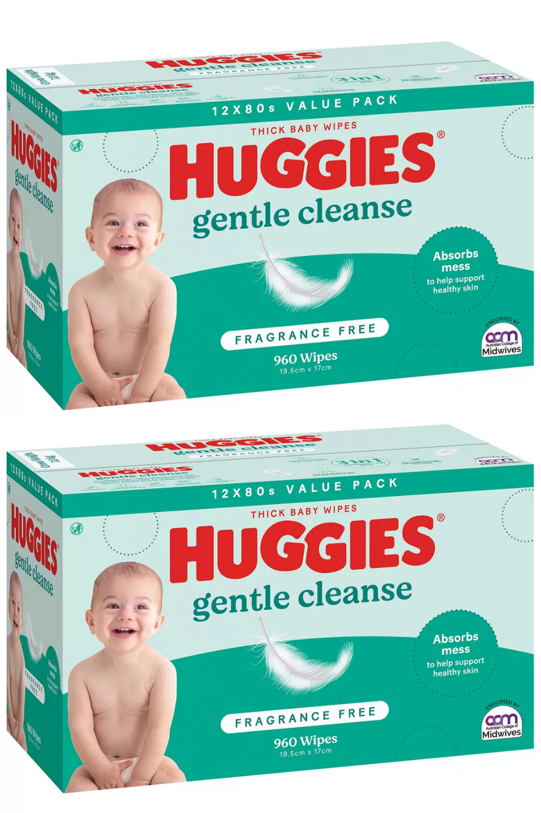 Huggies Fragrance Free Baby Wipes Dermatologically Tested 24 x 80 Wipe 2 Pack