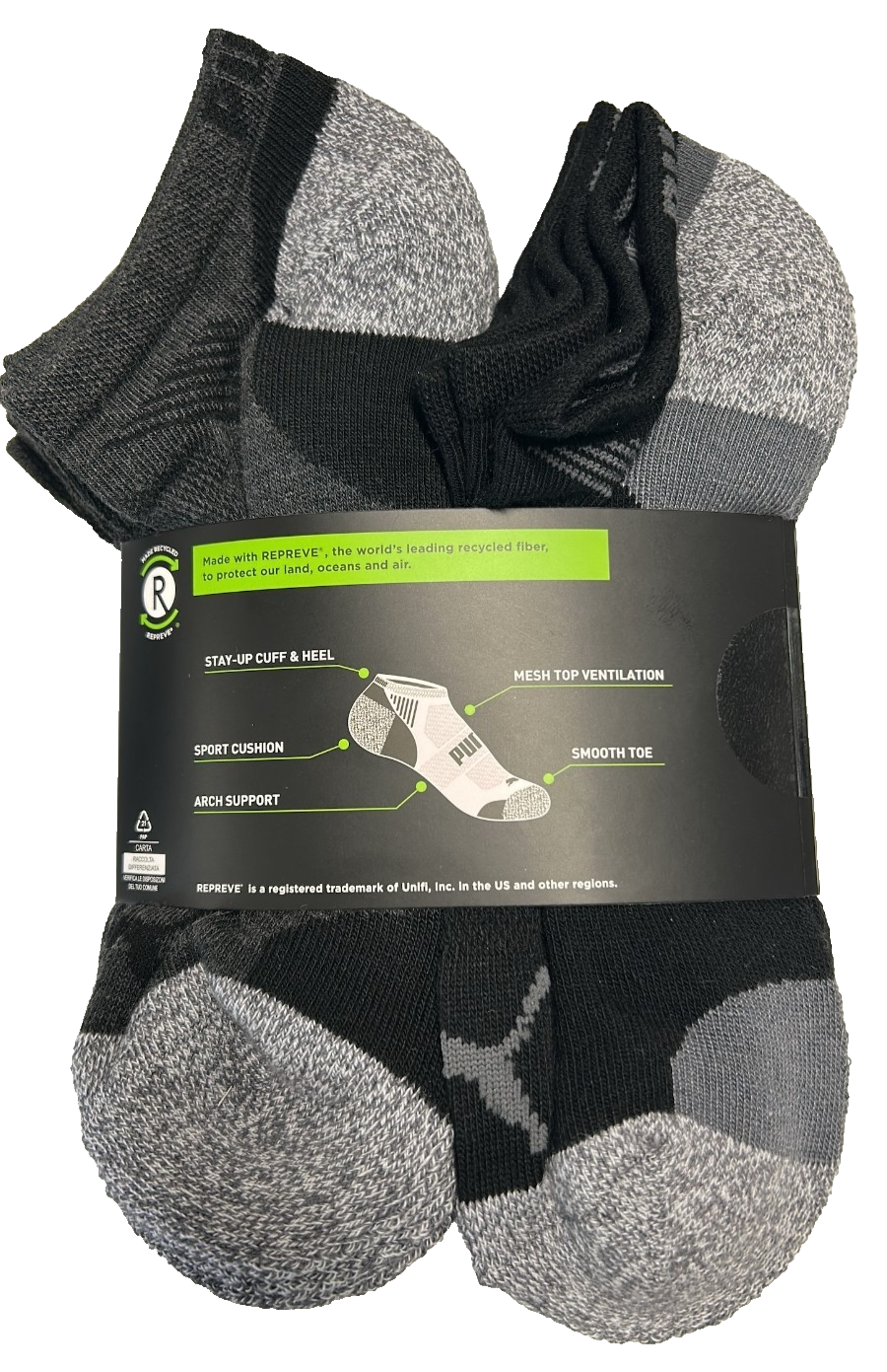 Puma Men's Repreve Low Cut Sport Socks 12 Pairs Athletic Sock Shoe Size 10-13