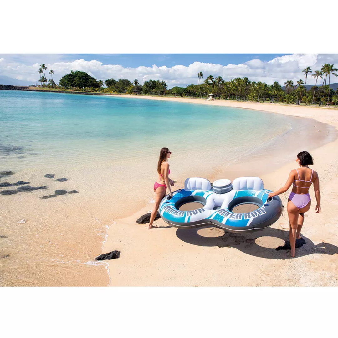 Intex Inflatable Skye River Run II Swimming Pool Lounge 2 Person Floating Cooler