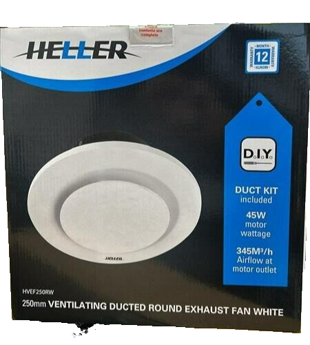 Heller Exhaust Fan 250mm Ventilating Ducted Round Ceiling Bathroom Air Flow