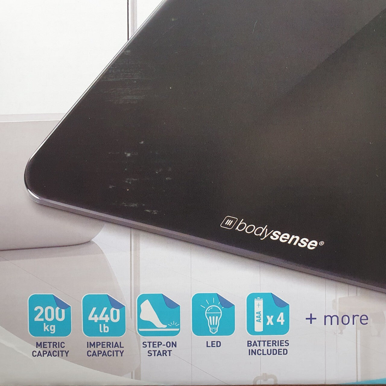Bodysense Wide Platform Weight Digital Glass Bathroom Scale Machine 200kg