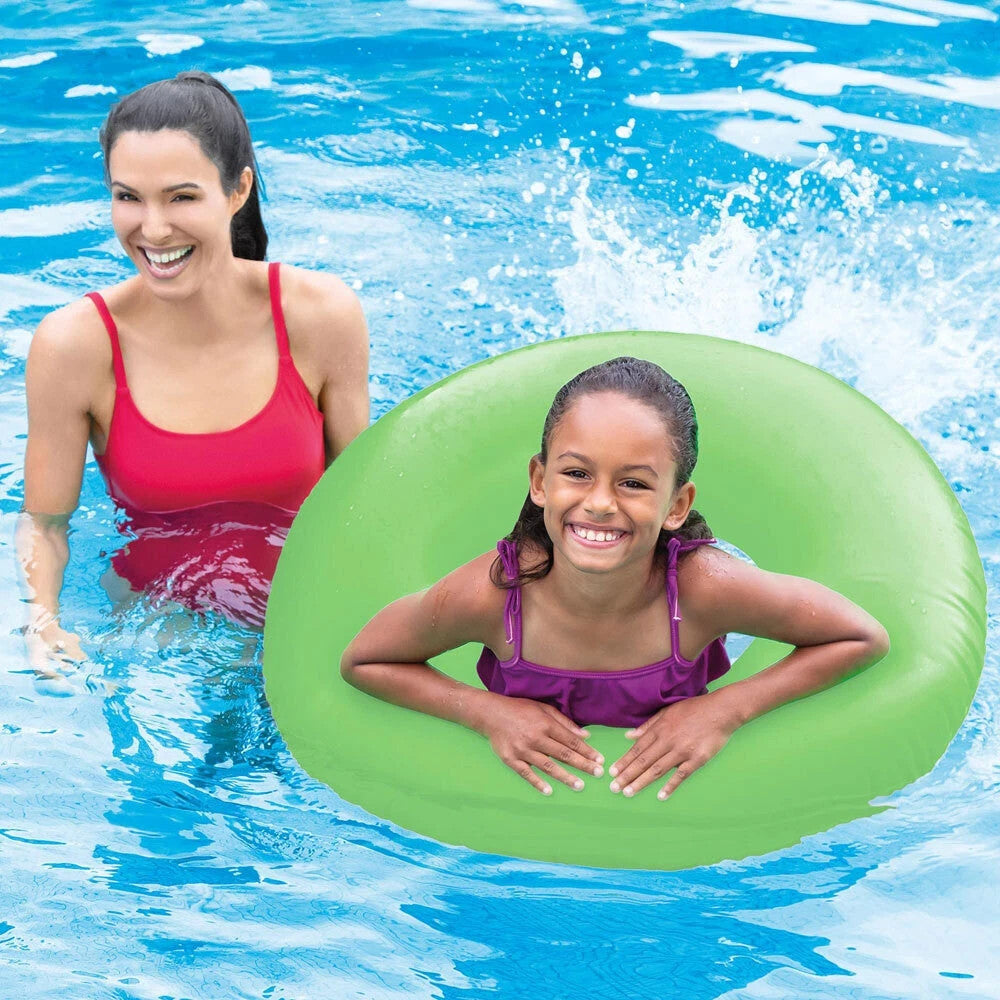 Intex Inflatable Swim Ring Tube Neon Frost Round Kids Assorted Colour 91cm