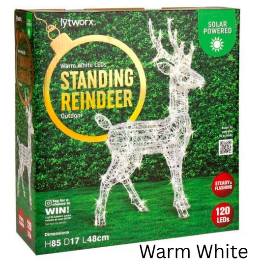 Lytworx Standing Reindeer Statue Christmas Festive Solar Warm White 85cm
