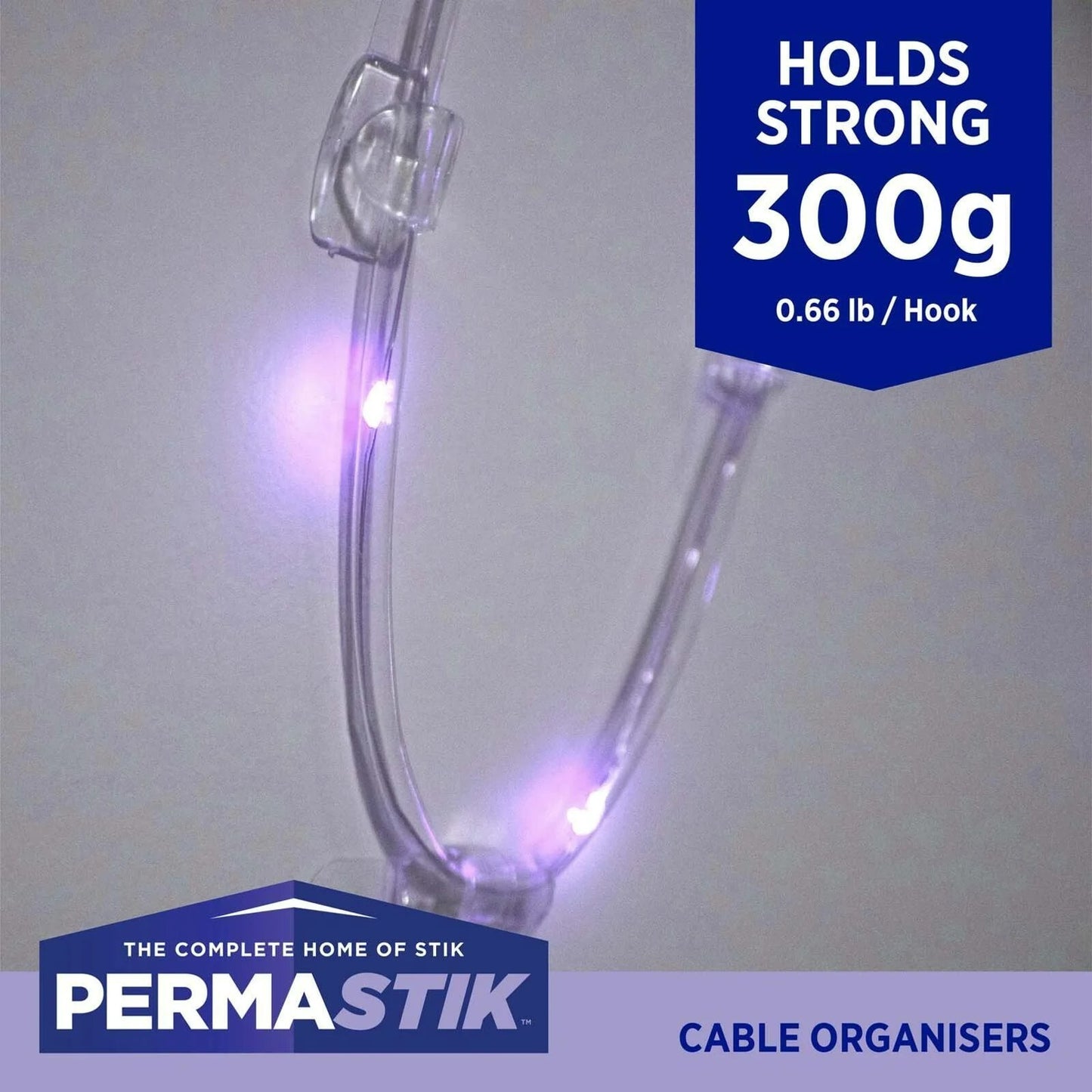 Permastik Clear Removable Cord Clips Cable Ties Holder Organiser 12 Pack