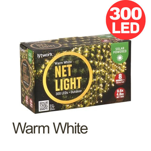 Lytworx Solar Net Lights 300 LED Warm White Snowing Curtain Christmas Decoration