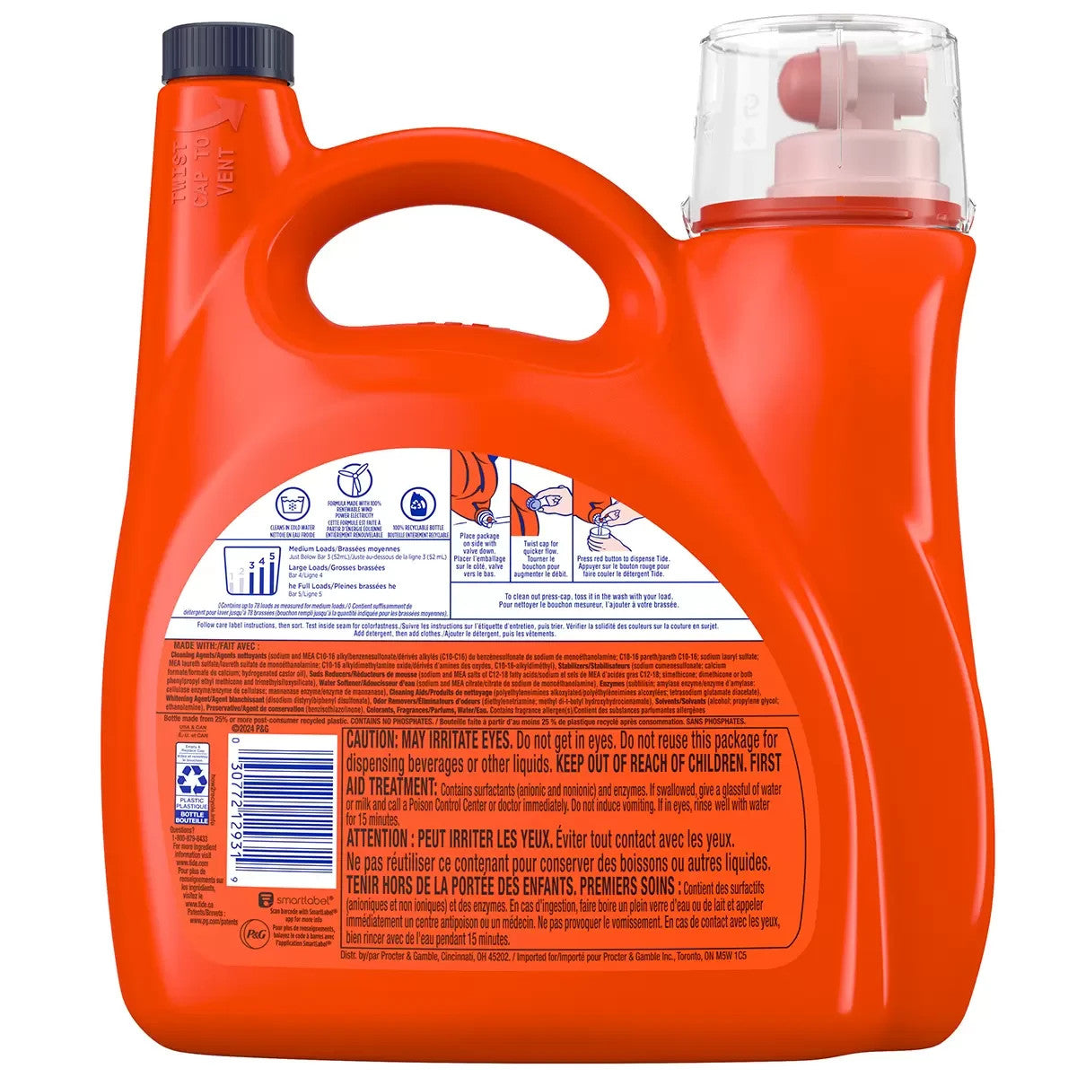 Tide Ozi Advanced Power Liquid Laundry Detergent White Stain Removal 4.08L