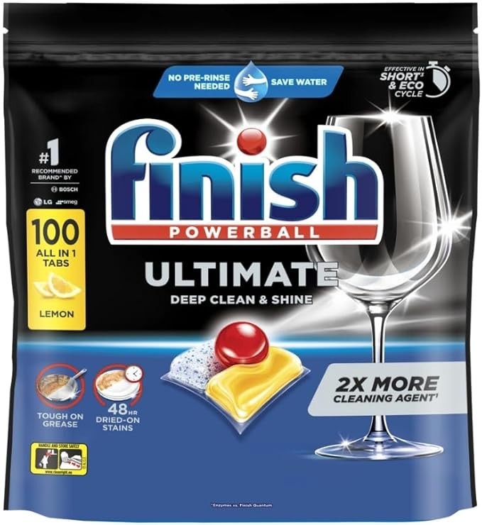 Finish Powerball Ultimate Dishwashing Tabs Tablets Lemon Sparkle 100pk