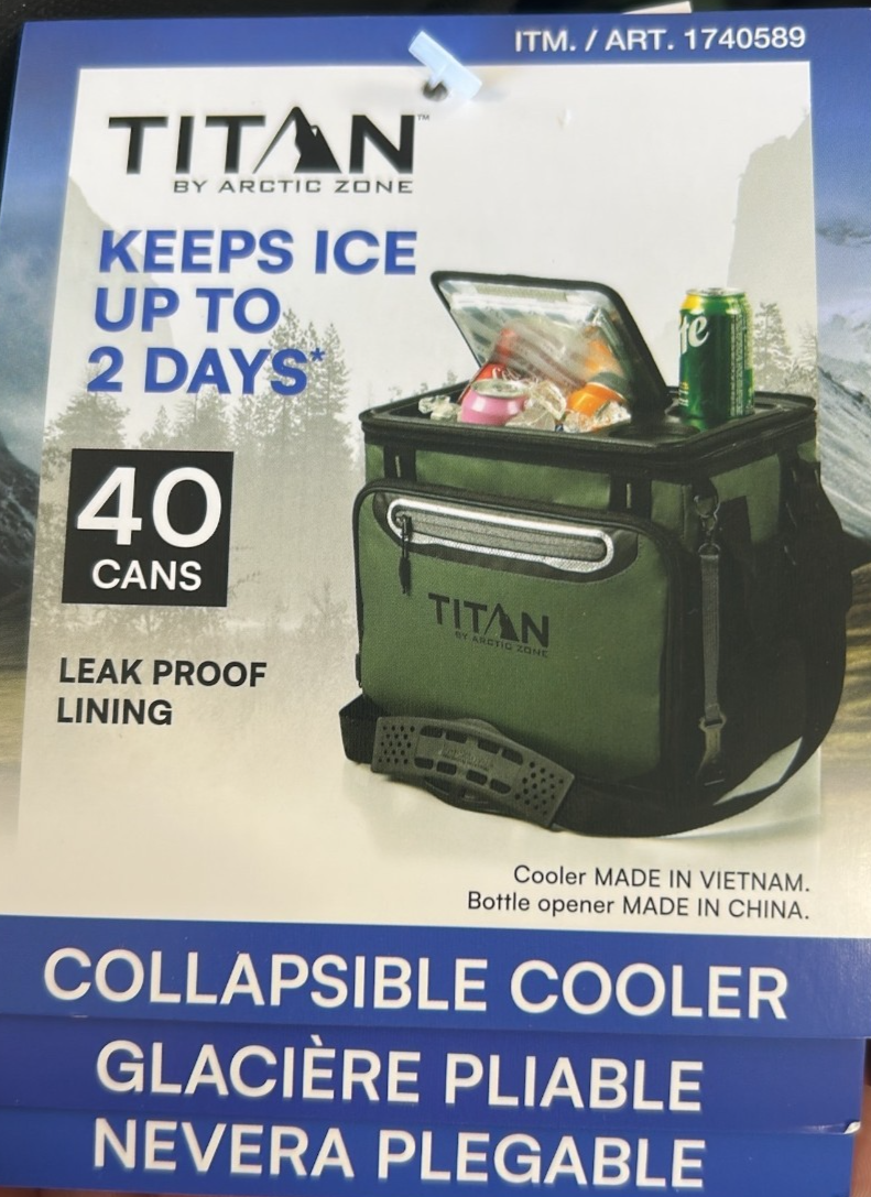 Titan By Arctic Zone 40 Can Cooler Insulated CollapsibleCamping Hiking Bag Green
