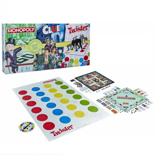 Hasbro Classic 3x Family Game Set Monopoly Clue And Twister Board Game Kids