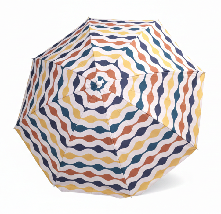 Marquee 2m Beach Umbrella Portable Canopy Sun Protection Shade Wave Pattern