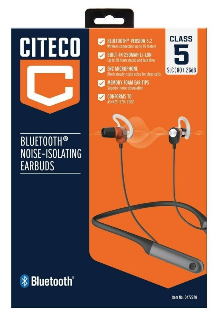 Citeco Bluetooth Earphones Noise-Isolating Neck Earbuds Wireless Phone with Mic