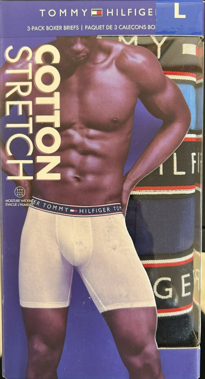 Tommy Hilfiger Mens Trunks Underwear Cotton Stretch Boxer Briefs Large 3 Pack