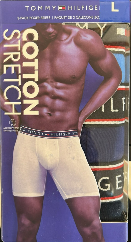 Tommy Hilfiger Mens Trunks Underwear Cotton Stretch Boxer Briefs Large 3 Pack