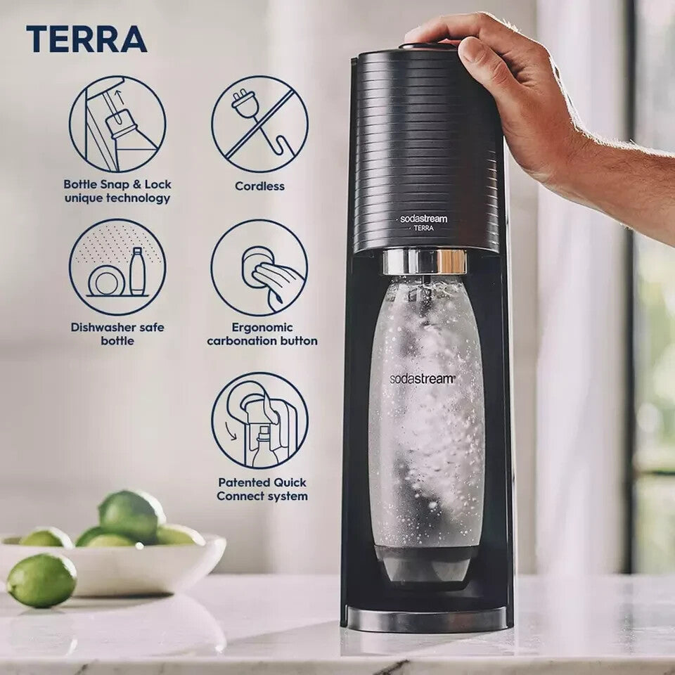 SodaStream Terra Sparkling Water Maker Fizzy Soda Carbonating Bottle Machine