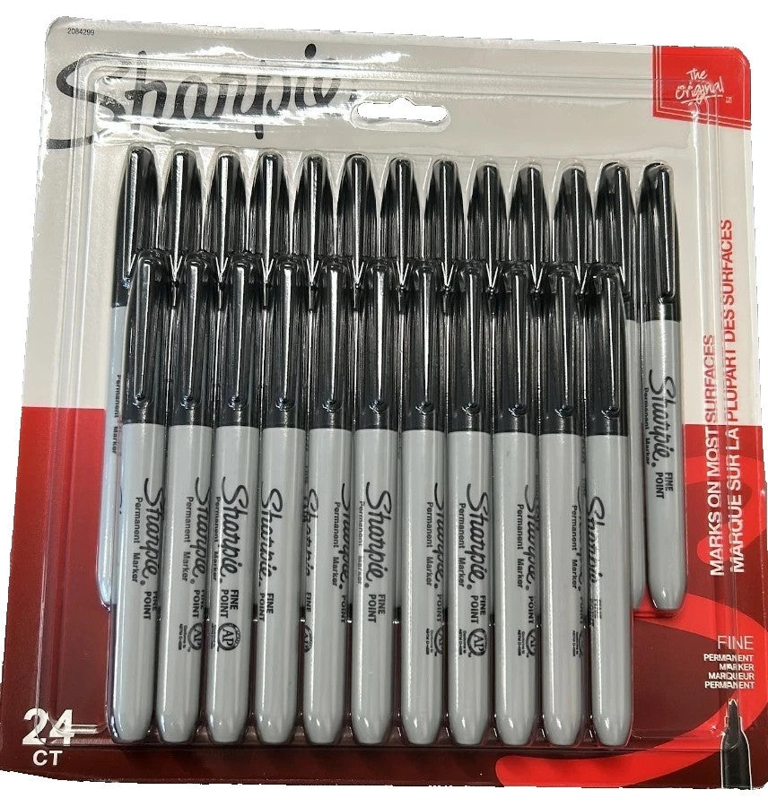 24 Sharpie Markers Fine Point Permanent Marker Black Sharpies Pen Writing