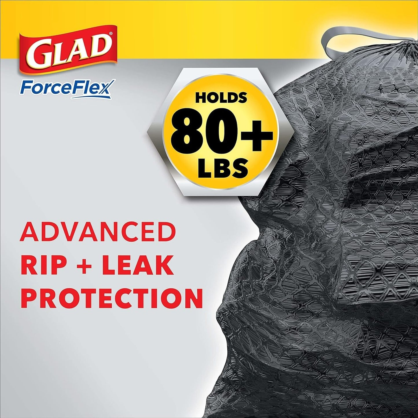 Glad Forceflex Trash Bags Heavy Duty Stretchable Large Rubbish Bag 25 Bags