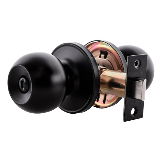 Ikonic Ruby Privacy Set Door Knob Lock Handle Bedroom Bathroom Matte Black