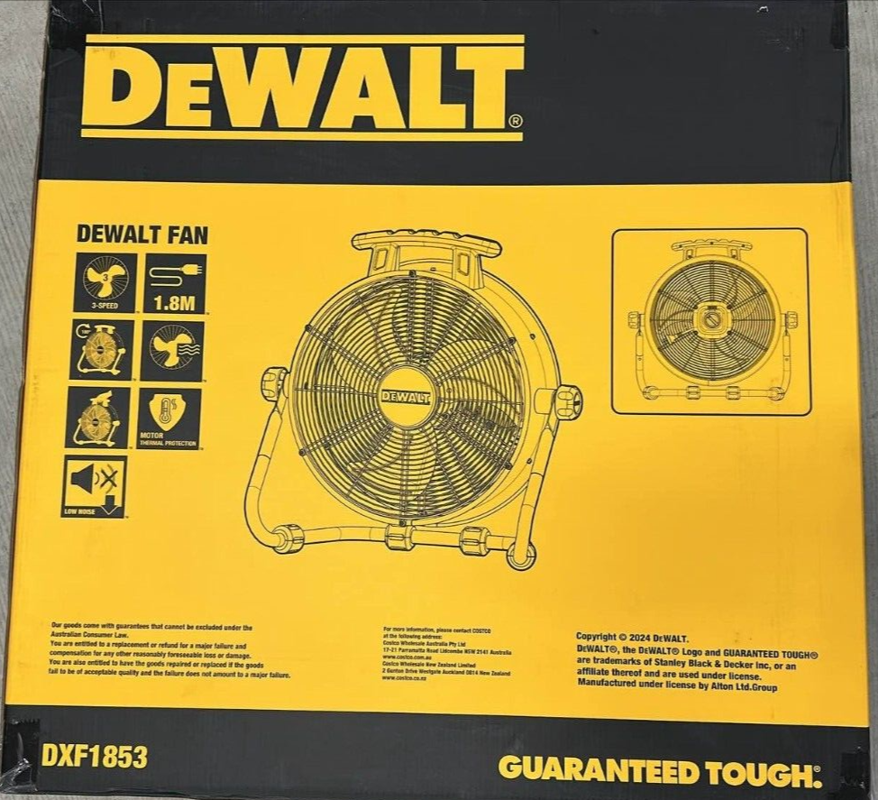 Dewalt Drum Fan Jobsite 3-Speed Adjustable Tilt Angle Workshop with Handle