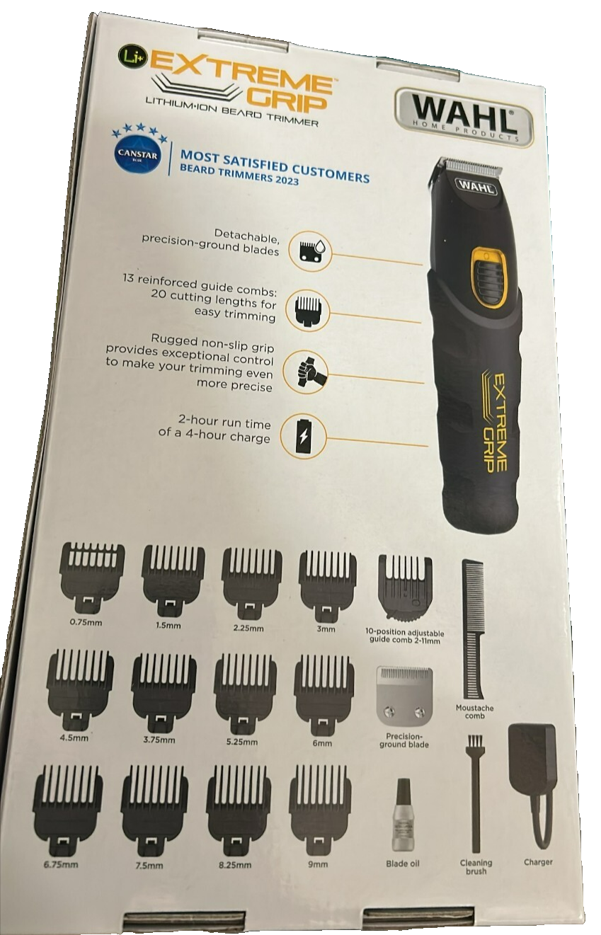 Wahl Extreme Grip Lithium-Ion Trimmer Beard Trimming Clipper Hair Grooming Kit