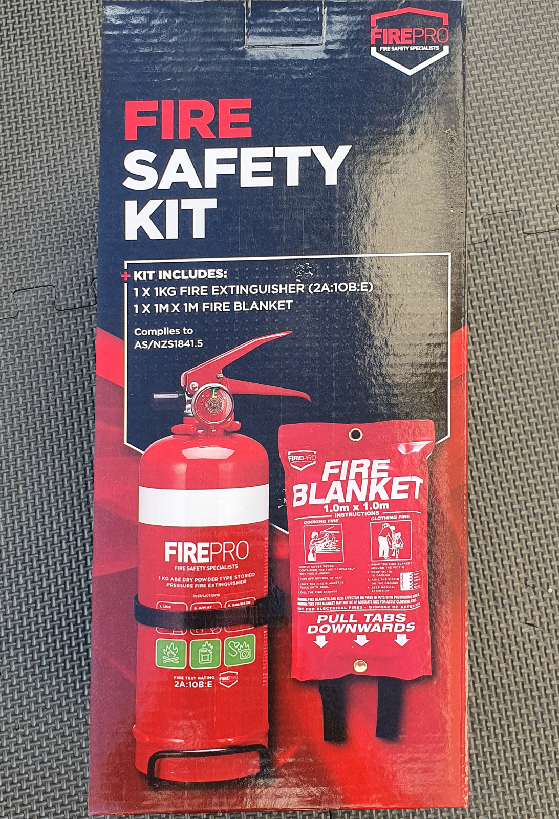 FirePro Fire Extinguisher 1kg + Blanket 1m x 1m Kit Home Car Caravan Boat