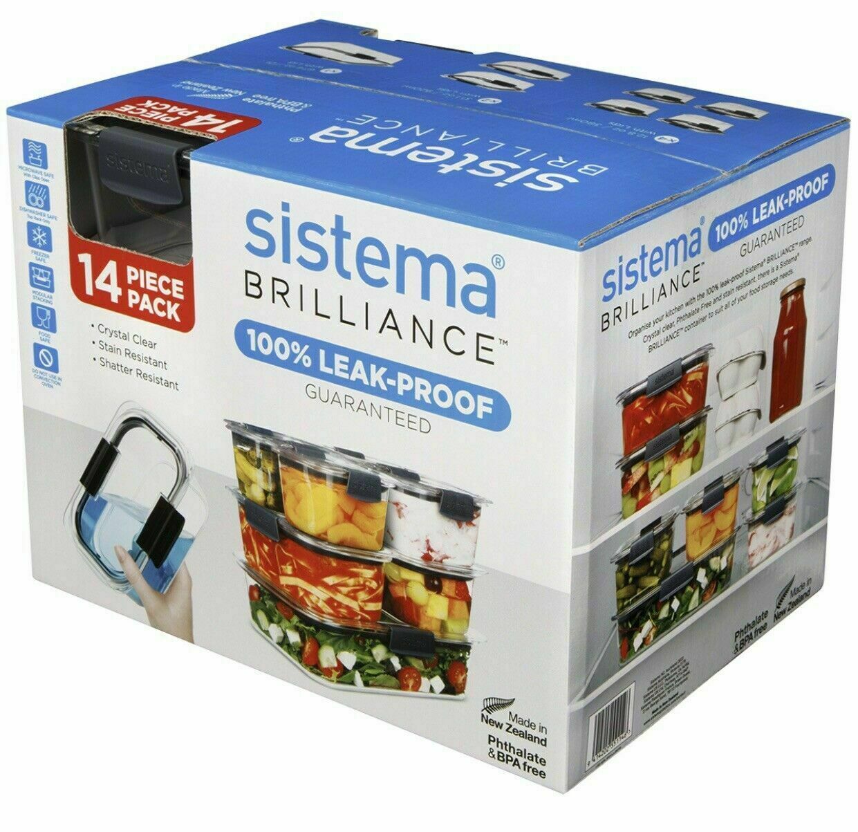 NEW Sistema Brilliance 14 Piece Food Storage Containers & Lids Housewarming Set