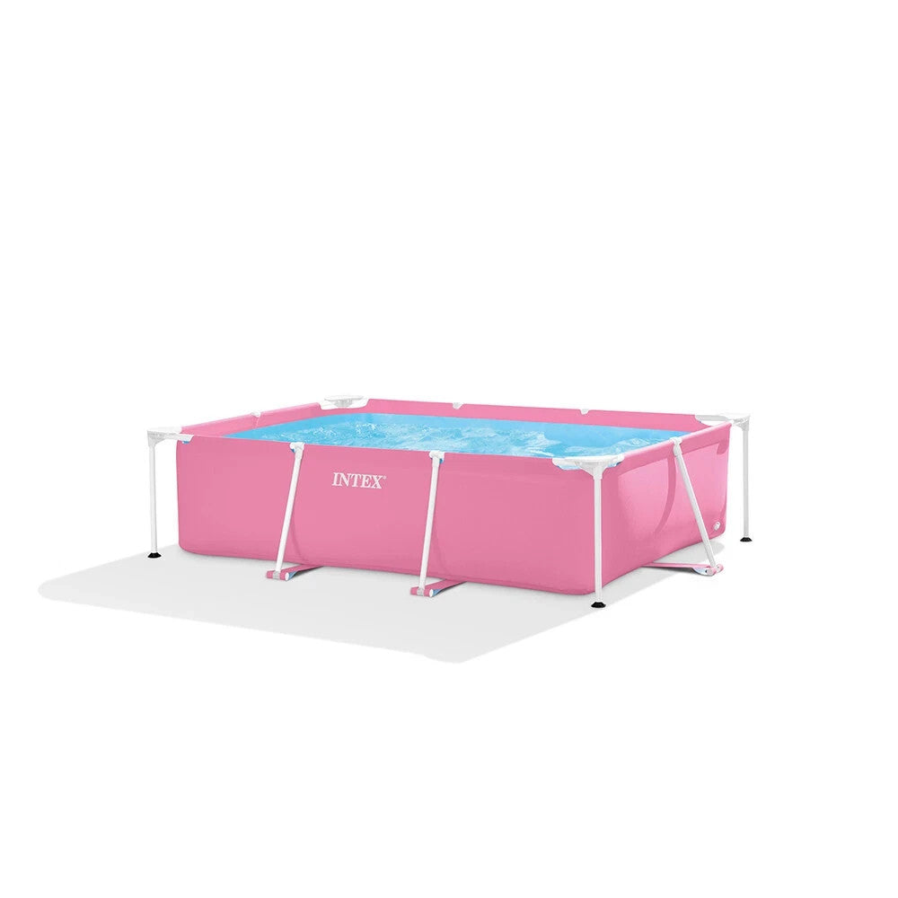 Intex Rectangular Pink Frame Above Ground Swimming Pool Outdoor Garden 2.2x1.5m