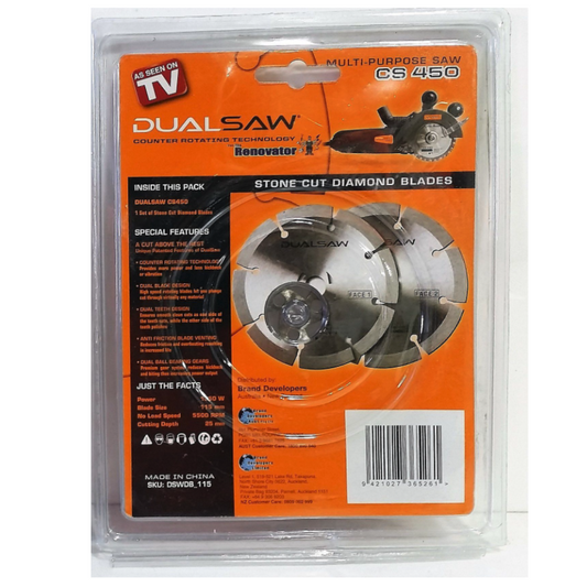 Renovator DualSaw CS450 Stone Cut Diamond Cutting Blades With Free Guide Set