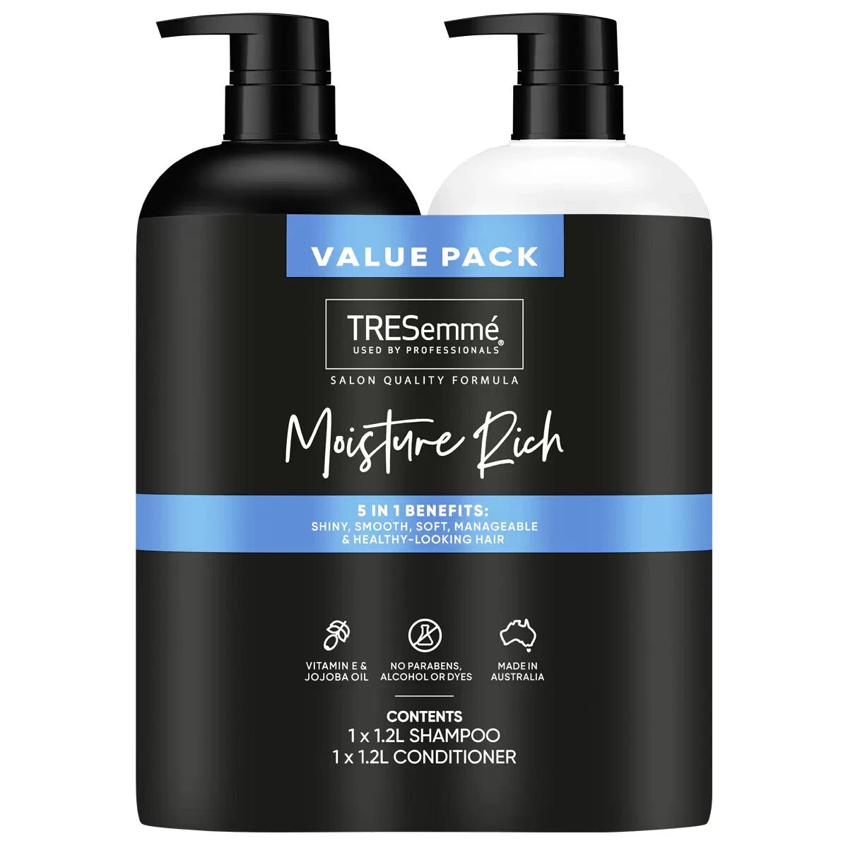 TRESemmé Moisture Rich Hair Shampoo And Conditioner 2 x 1.2L 5 in 1 Benefits