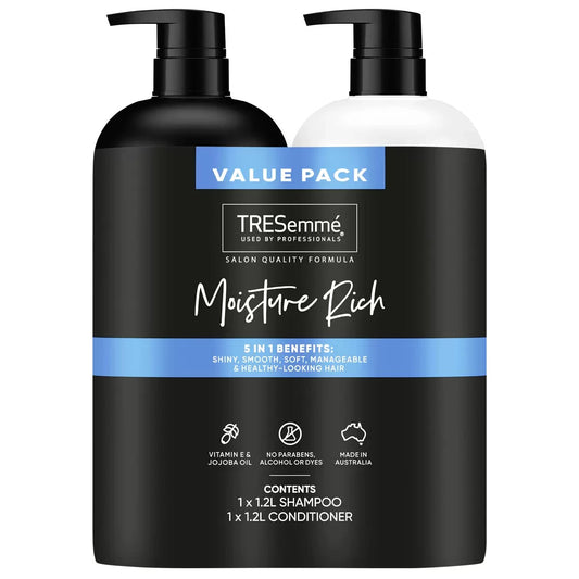 TRESemmé Moisture Rich Hair Shampoo And Conditioner 2 x 1.2L 5 in 1 Benefits