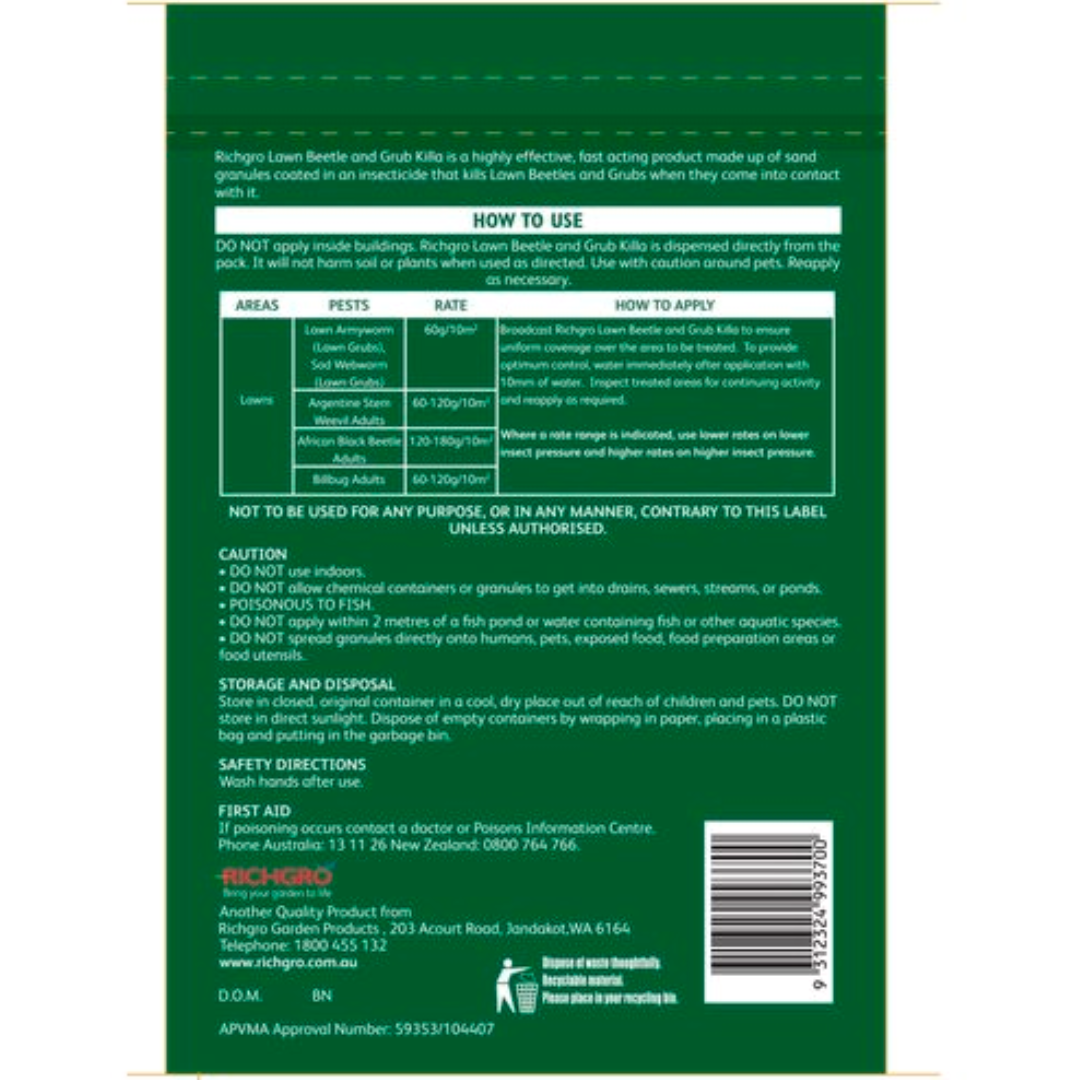 Richgro 5KG Lawn Beetle and Grub Killa Granular Insecticide Insect Pest Control