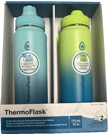 2x ThermoFlask Ombre Double Wall Vacuum Insulated Stainless Steel Bottle 710ml
