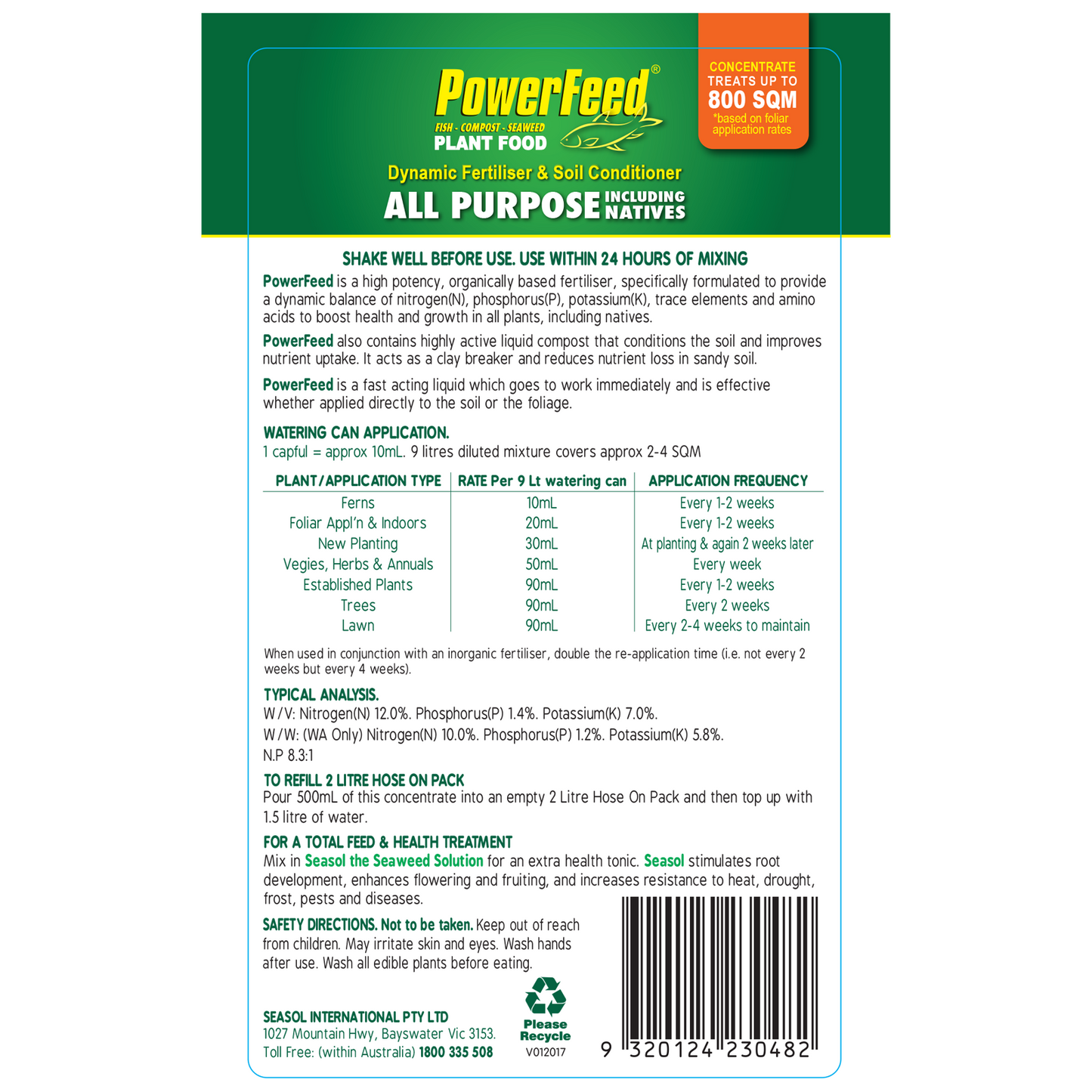 PowerFeed 4L Concentrate Plant Food Fruit Flowering Soil Conditioner Fertiliser