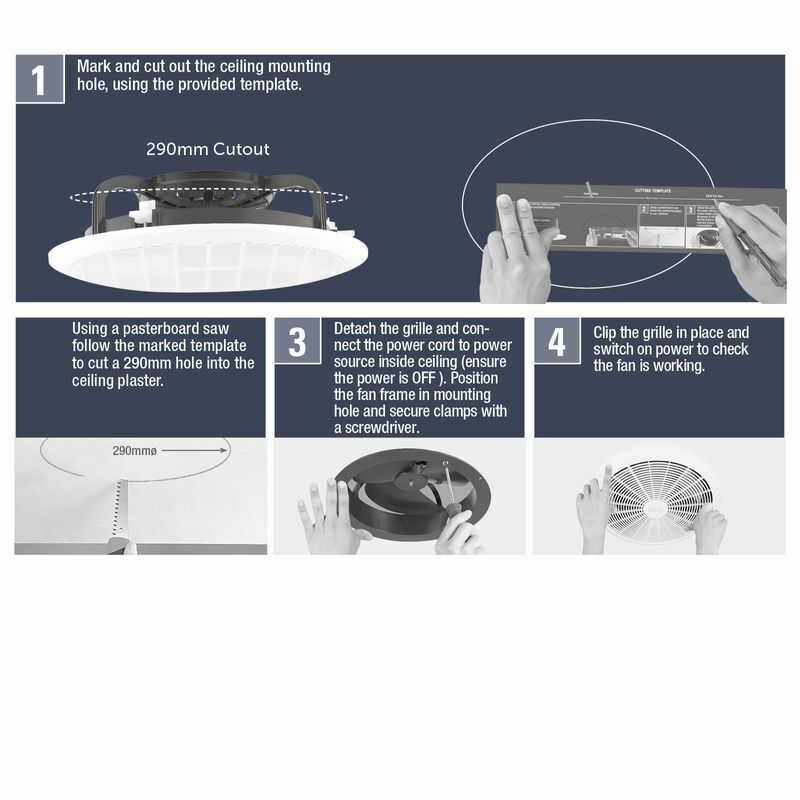 Arlec 250mm Ceiling Exhaust Fan Bathrooms Kitchen Ventilation Powerful Electric