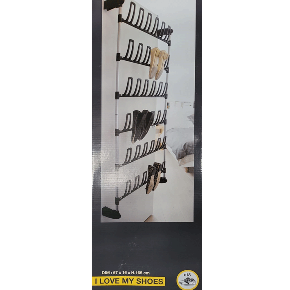 Angela Over the Door Shoe Rack Portable Hanging Shelf 18 Pair Storage Organizer