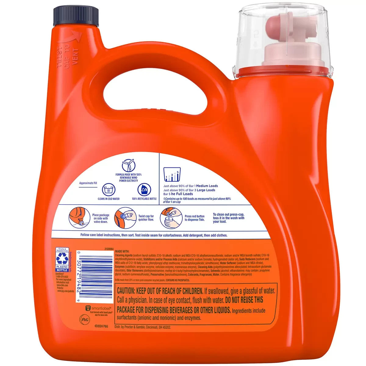 Tide With Ultra Downy April Fresh Liquid Laundry Detergent 100 Loads 3.78L