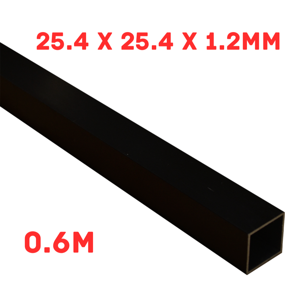 Metal Mate 25.4x25.4x1.2mm 0.6m Connect-It Aluminium Square Tube Black Anodised