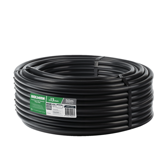 Holman Irrigation Pipe Black Poly Premium Tube Garden Watering System 13mm x 50m
