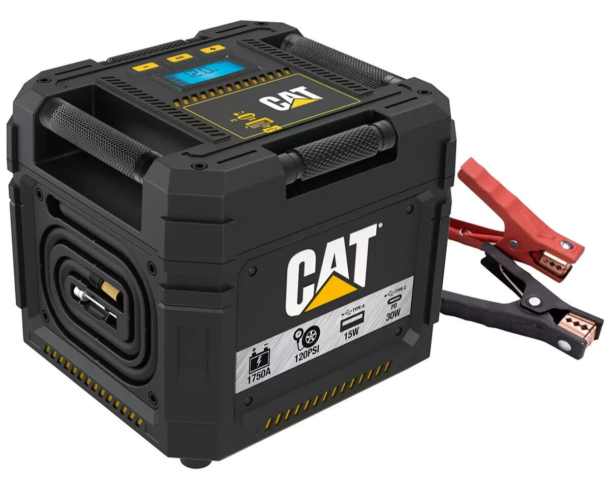 CAT 4 In 1 Portable Jump Starter Lithium Air Compressor Power Station 1750 Amp