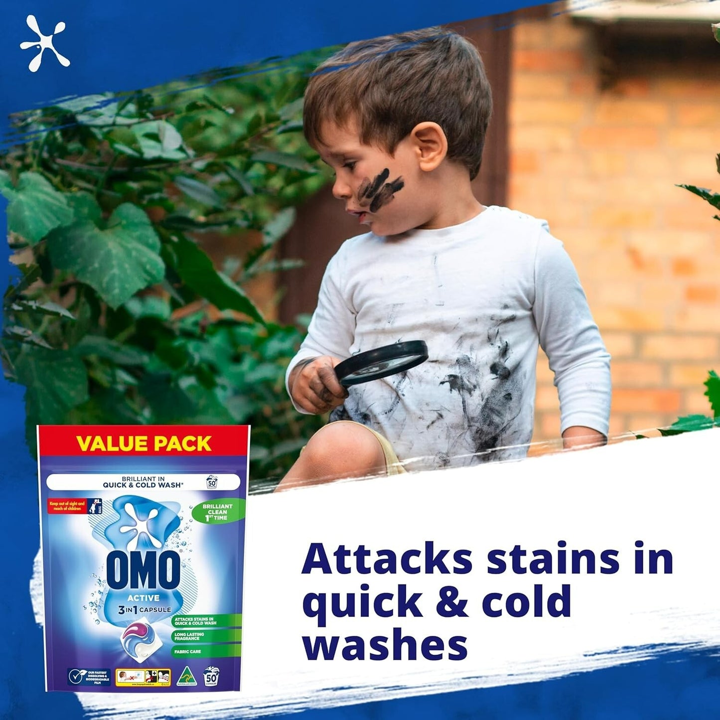 OMO Triple Active 3 In 1 Laundry Capsules Detergent Stain Remover 100 Bulk Pack