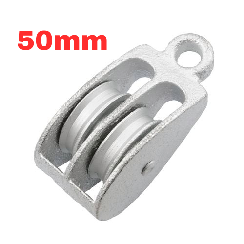 Zenith 50mm Galvanised Double Awning Pulley Wire Rope Lifting Crane Puller Steel
