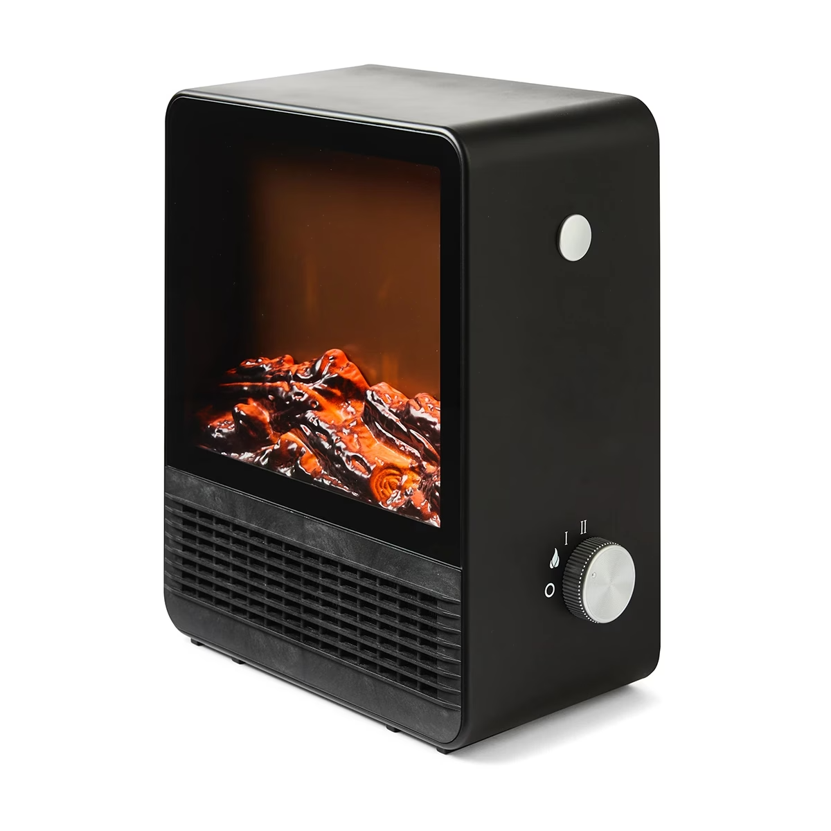 Electric Fireplace Heater Portable Real Flame Effect Modern 2 Heat Setting 1500W