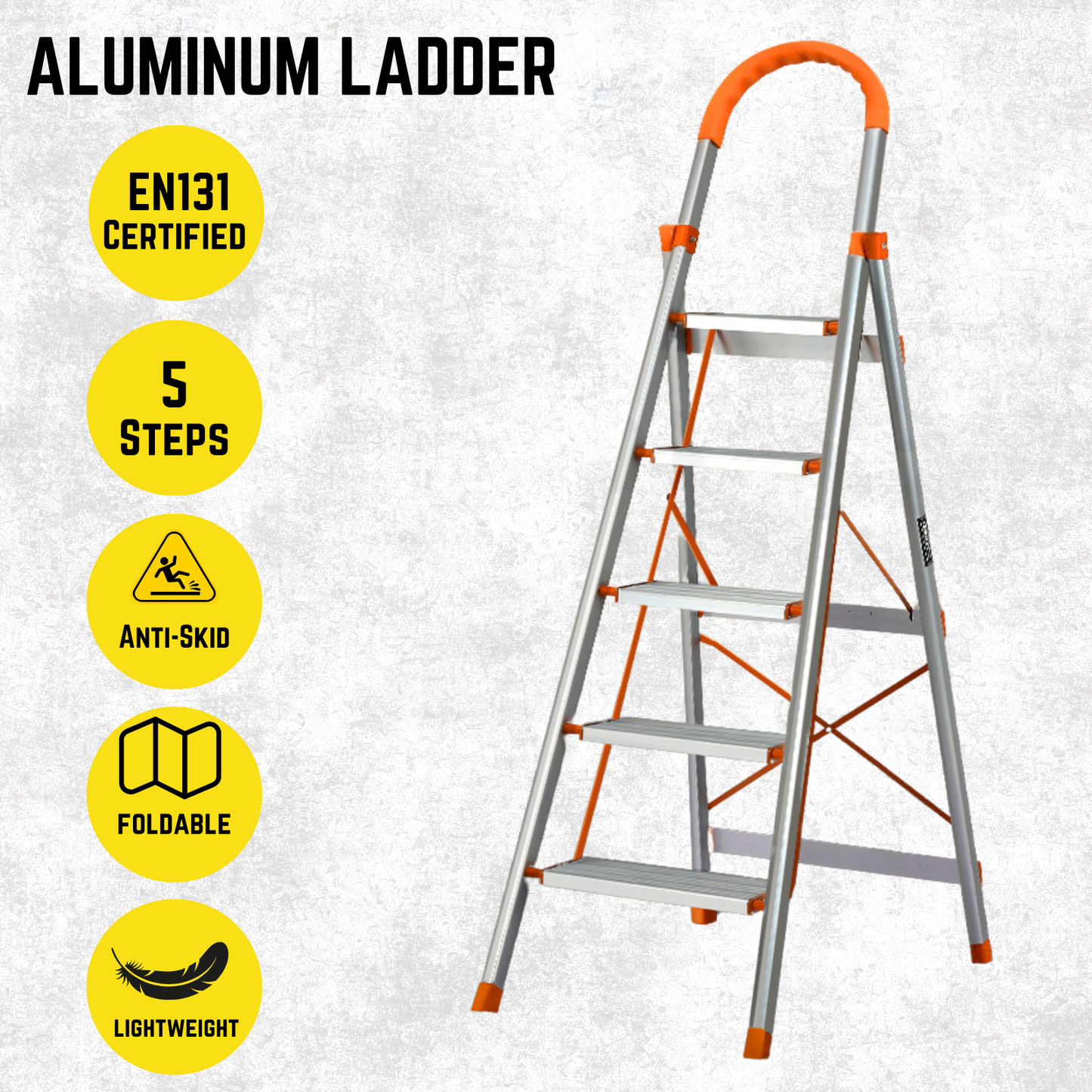 Katashi 5 Step Ladder Aluminium Multi Purpose Folding Light Weight Platform