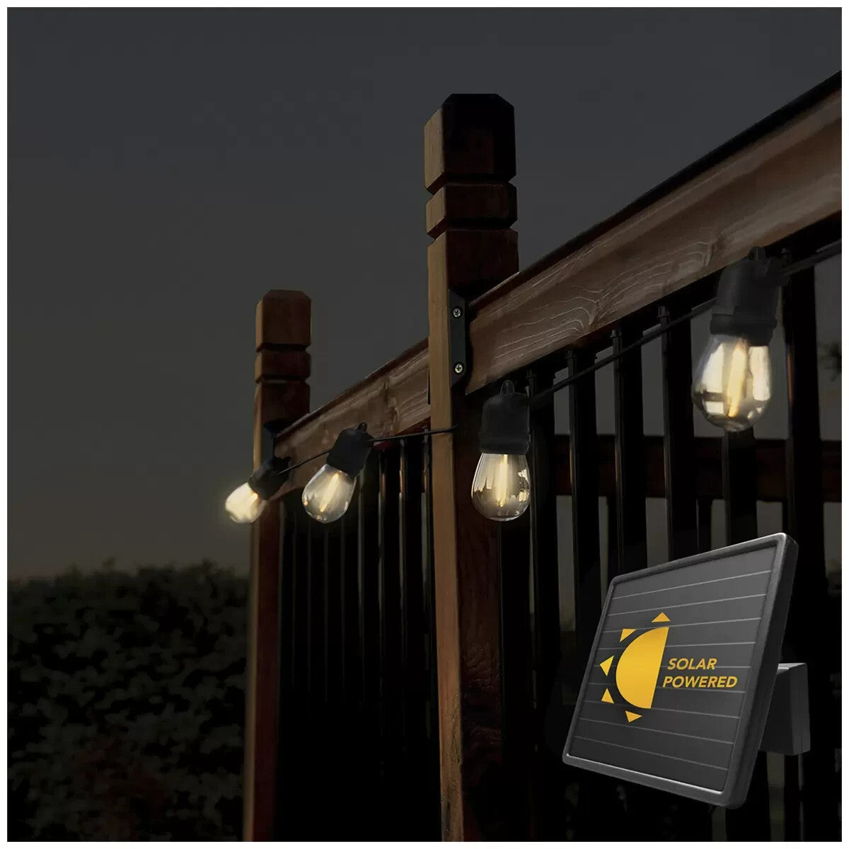 Sunforce 15 LED Solar String Lights Powered Outdoor Waterproof w/ Remote 10.67M