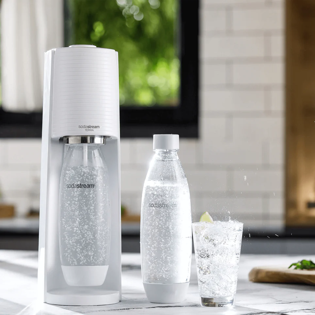 SodaStream Soda Maker Terra Megapack Sparkling Water + 2 x 1L Bottle