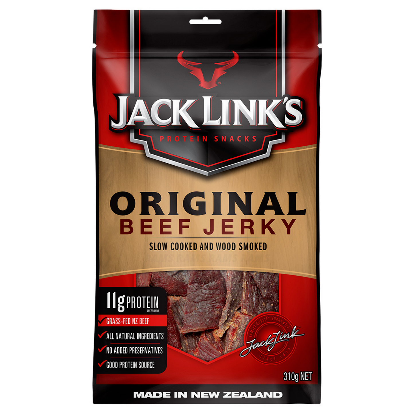 6x Jack Link's Original Beef Jerky Protein Snacks Made In New Zealand 310g Jumbo