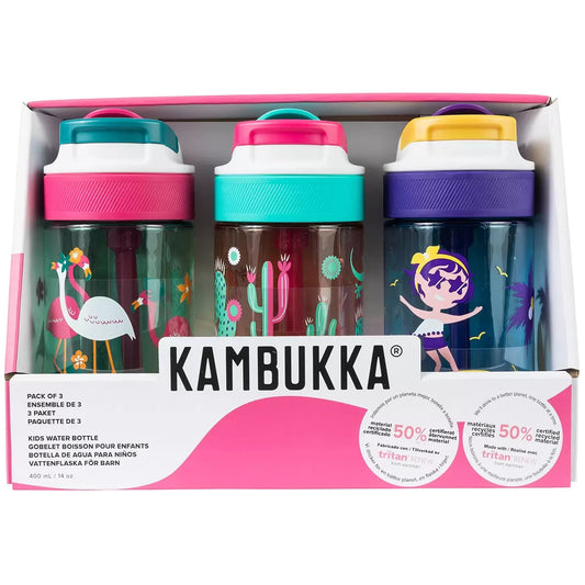 Kambukka Lagoon Kids Water Bottles Leakproof BPA Free Drinking Bottle 400ml 3pc